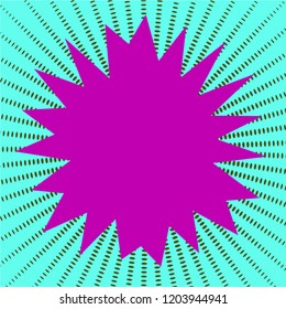 Blank multicolor speach bubble. Vintage talk bubble. Pop art cartoon concept. Copy space for your text. Halftone background. Vector illustration