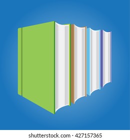 Blank Multicolored hardcover book isolated on blue background
