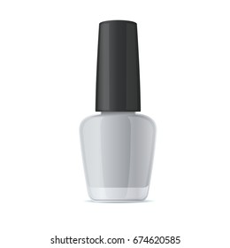 Blank Nail Polish Bottle. Mockup Template on White Background. Vector.