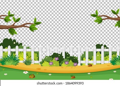 Blank nature graden scene on transparent background illustration