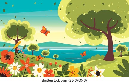 Vector de escenas de paisajes naturales en blanco