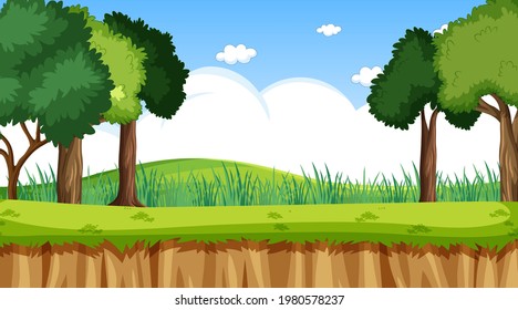 Blank nature park landscape at daytime scene illustration