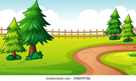 Blank nature park landscape at daytime scene illustration