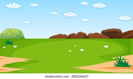 Blank nature park landscape scene at daytime illustration