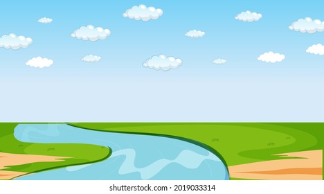 Blank nature park landscape scene at daytime illustration