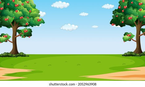 Blank nature park landscape scene at daytime illustration