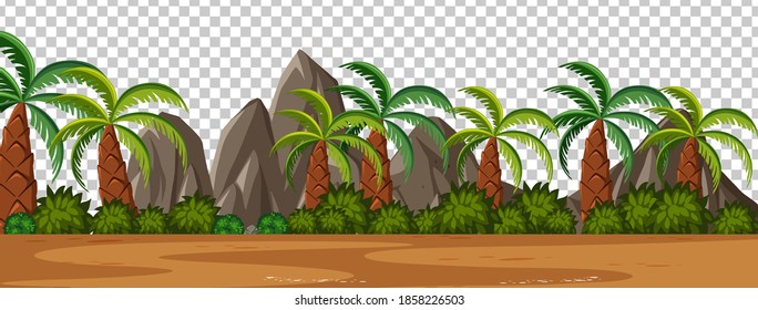 Blank nature park scene landscape on transparent background illustration