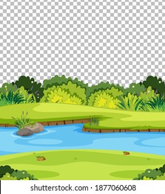 Blank nature park scene on transparent background illustration