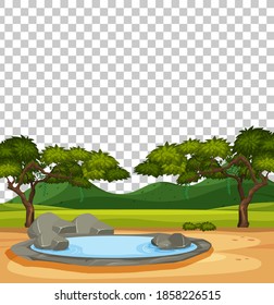 Blank nature park scene with swamp landscape on transparent background illustration