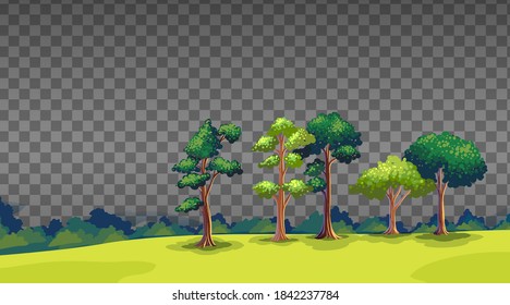 Blank nature scene landscape on transparent background illustration