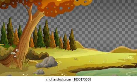 Blank nature scene landscape on transparent background illustration