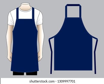 Blank Navy Blue Apron Pattern Template on Gray Background, Vector File