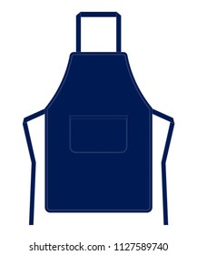 Blank Navy Blue Apron With Pocket Template on White Background, Vector File