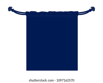 Blank Navy Blue Drawstring Bag Template on White Background, Vector File.