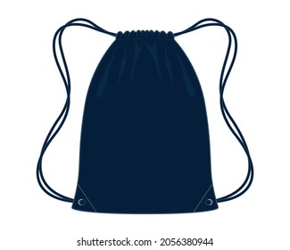 Blank Navy Blue Drawstring Bag Template Vector On White Background