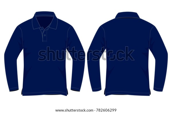 Blank Blue Long Sleeve Polo Shirt Stock ...