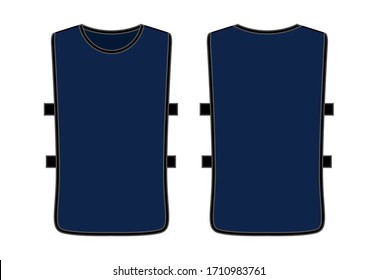 Blank Navy Blue Soccer Football Training Vest Template on White Background.Front and Back View, Vector File