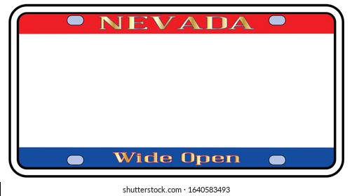 Blank Nevadastate license plate in the colors of the state flag over a white background