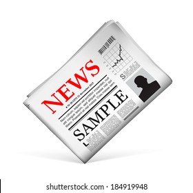 Blank newspaper with perforated edges and texture on white background. Vector illustration