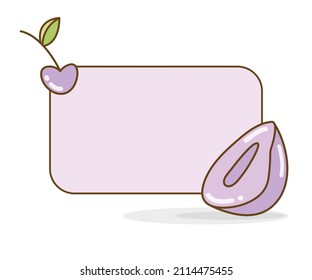 blank note board with avocado and berry vector illlustration