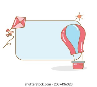 Blankotafel mit Ballon und DrachenVektorgrafik
