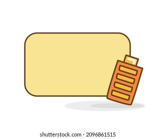 placa de nota en blanco con ilustración vectorial de batería