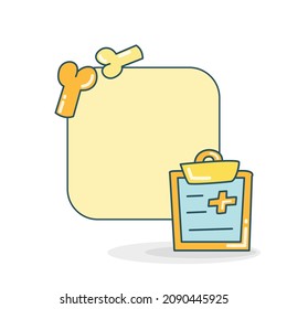 blank note board with bone and medical clipboard vector illustration