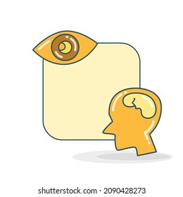 blank note board with brain and eye vector illustration