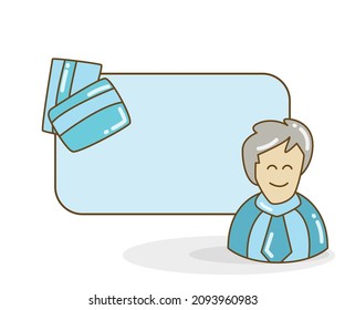 blank note board with businessman and credit cards vector illustration