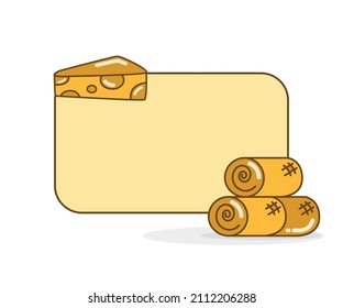 blank note board with cheese and straw bale vector illlustration