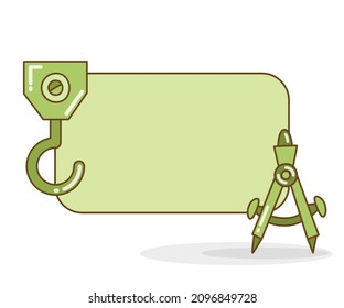 blank note board with compass and hook vector illustration