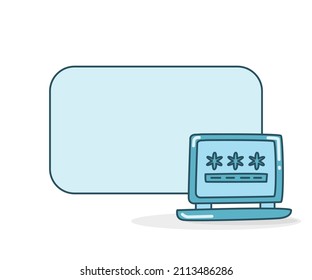blank note board with computer and password vector illlustration