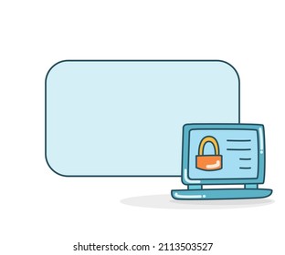blank note board with computer security vector illlustration