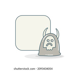 blank note board with cute monster vector illustration