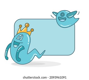 blank note board with cute monster vector illustration
