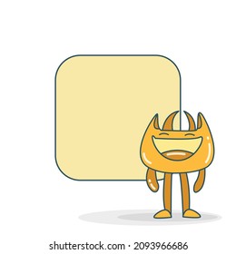 blank note board with cute monster vector illustration