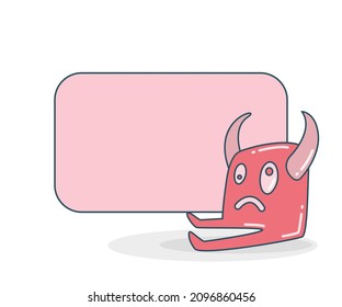 tablero de notas en blanco con una ilustración vectorial monstruosa linda