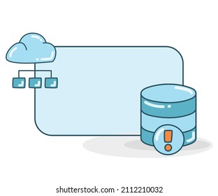 blank note board with database and cloud diagram vector illlustration