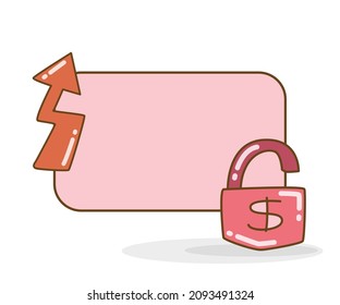 blank note board with dollar key and arrow chart vector illustration