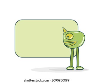 blank note board with doodle monster vector illustration