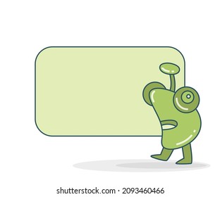 blank note board with doodle monster vector illustration