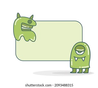 blank note board with doodle monster vector illustration