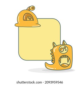 blank note board with doodle monster vector illustration