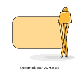 blank note board with floor lamp vector illustration