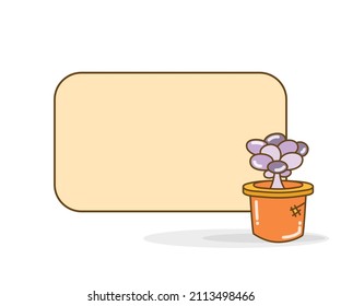 tabla de notas en blanco con iluminación vectorial de maceta de flor
