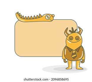 blank note board with funnt monster vector illustration