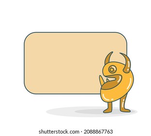 blank note board with funny monster vector illustration