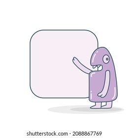 blank note board with funny monster vector illustration