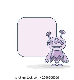 blank note board with funny monster vector illustration