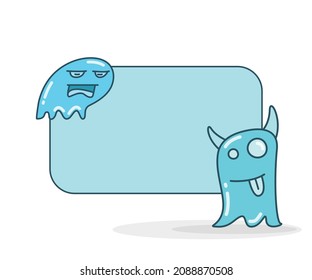 blank note board with funny monster vector illustration